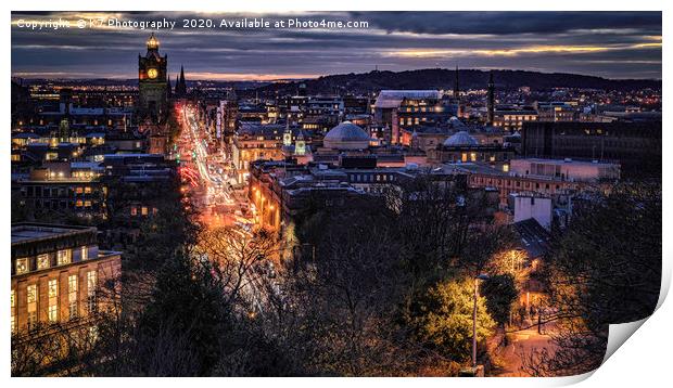 Edinburgh's Dazzling Night Sky Print by K7 Photography