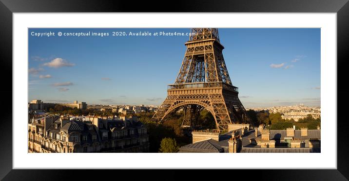 Panoramic view of the Eiffel Tower, Paris. France. Framed Mounted Print by conceptual images