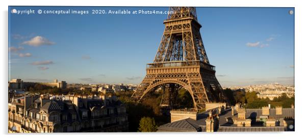 Panoramic view of the Eiffel Tower, Paris. France. Acrylic by conceptual images