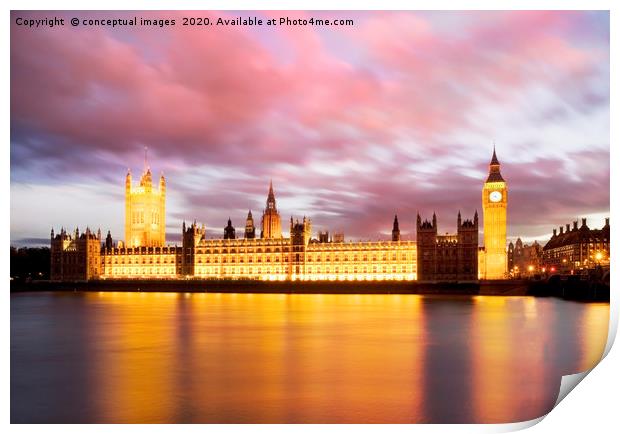 Big Ben and the Houses of Parliament  Print by conceptual images
