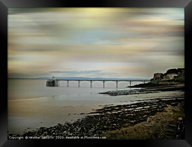Cleavedon Pier Framed Print by Heather Goodwin