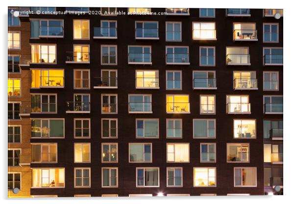 Modern apartment building at dusk Acrylic by conceptual images