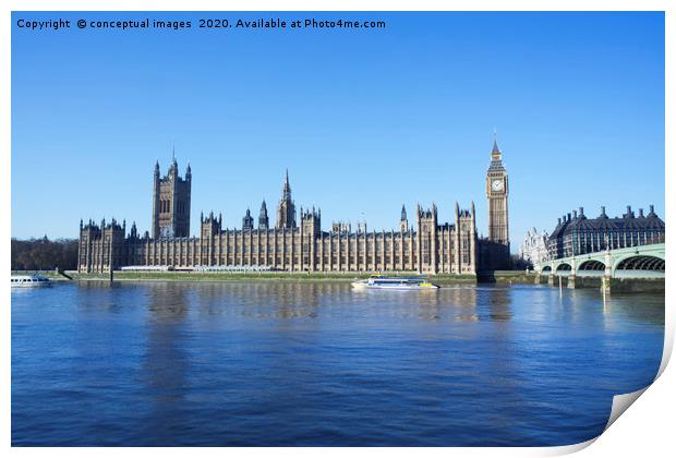 Big Ben and the Houses of Parliament  Print by conceptual images
