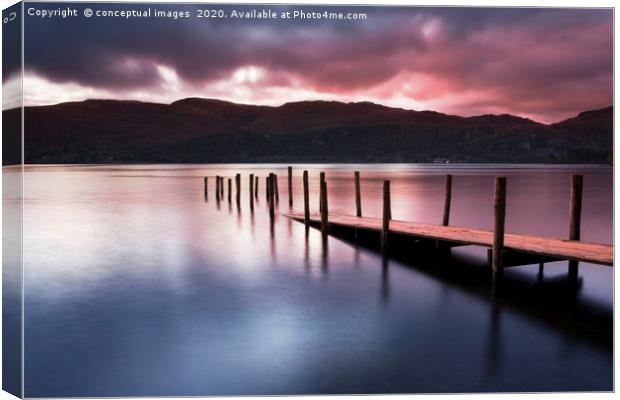 A view across Derwent water lake at dawn Canvas Print by conceptual images