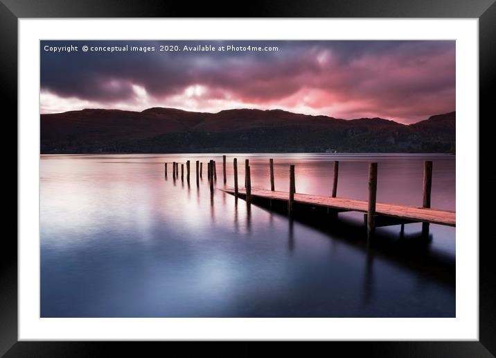 A view across Derwent water lake at dawn Framed Mounted Print by conceptual images