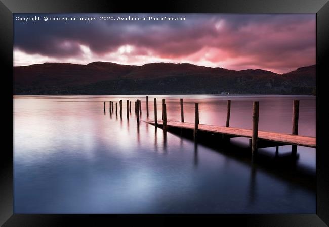 A view across Derwent water lake at dawn Framed Print by conceptual images