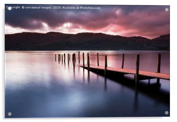 A view across Derwent water lake at dawn Acrylic by conceptual images