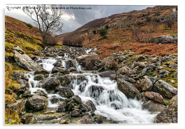 Lake District Cumbrian Mountain Stream Acrylic by Alan Barr