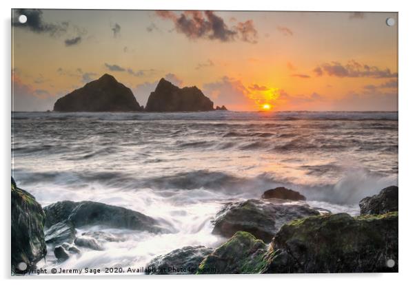 Majestic Cornish Sunset Acrylic by Jeremy Sage