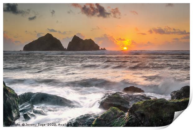 Majestic Cornish Sunset Print by Jeremy Sage