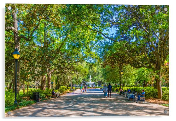 Families Walking into Forsyth Park Acrylic by Darryl Brooks