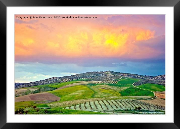 Sunset clouds, Andalusia, Spain Framed Mounted Print by John Robertson