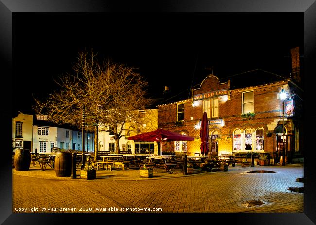 Hope Square in Weymouth on a Winters Night Framed Print by Paul Brewer