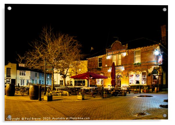 Hope Square in Weymouth on a Winters Night Acrylic by Paul Brewer