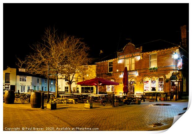 Hope Square in Weymouth on a Winters Night Print by Paul Brewer
