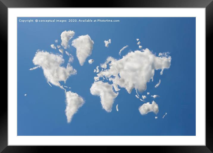 Clouds that have formed the shape of the world Framed Mounted Print by conceptual images