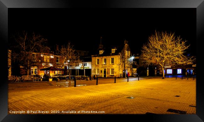 Hope Square in Weymouth on a Winters Night Framed Print by Paul Brewer