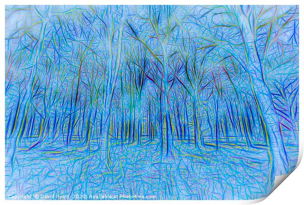 Blue Forest Abstract Art Print by David Pyatt