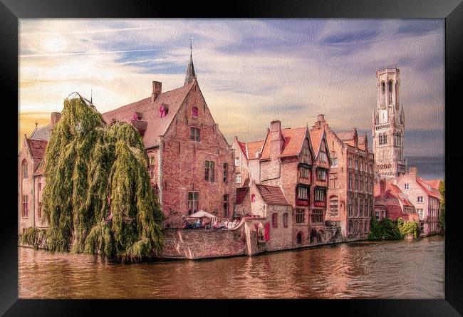 Rozenhoedkaai Quay, Bruges Belgium Framed Print by Robert Deering