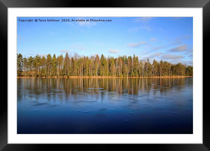 Blue Ice Covered Lake Sorvasto Framed Mounted Print by Taina Sohlman