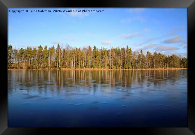 Blue Ice Covered Lake Sorvasto Framed Print by Taina Sohlman