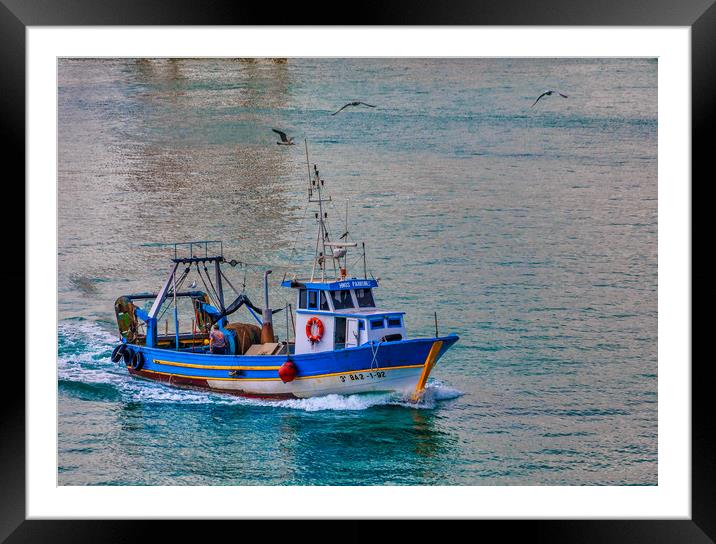 Fishing Boat in Barelona Framed Mounted Print by Darryl Brooks