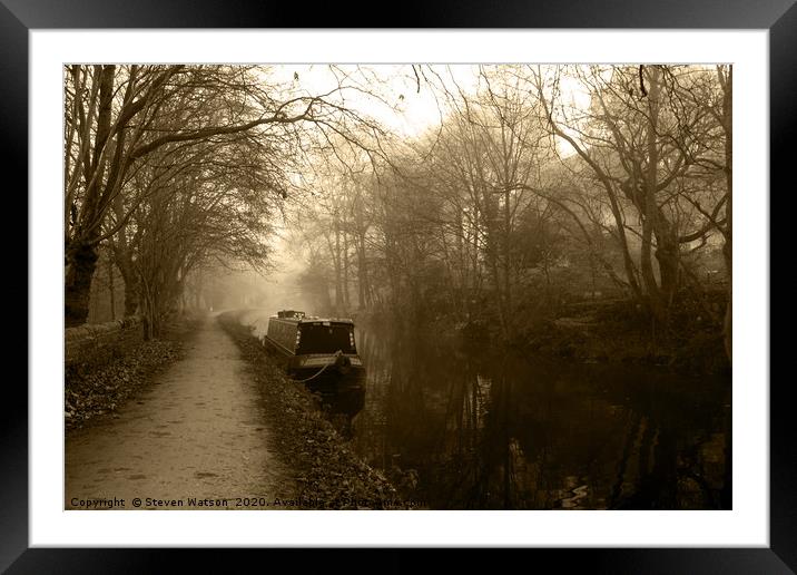 Canal (Sepia) Framed Mounted Print by Steven Watson