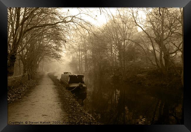 Canal (Sepia) Framed Print by Steven Watson
