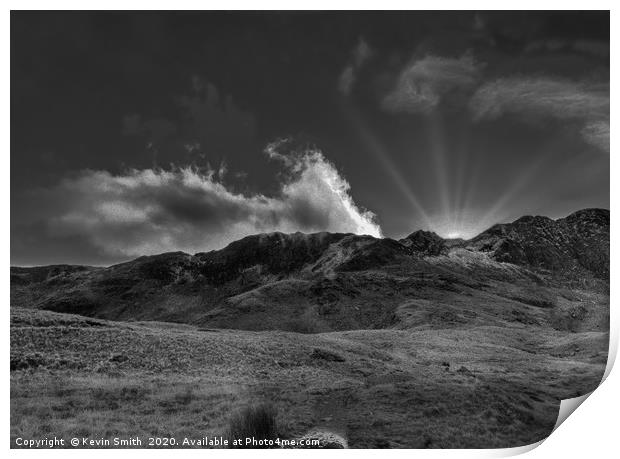Clouds over Y-Lliwedd from Llyn Llywed Print by Kevin Smith