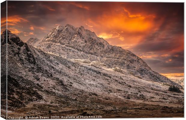 Tryfan Mountain East Face Wales Canvas Print by Adrian Evans