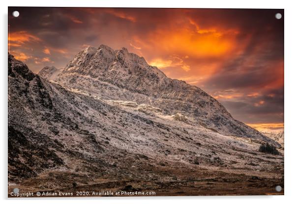 Tryfan Mountain East Face Wales Acrylic by Adrian Evans