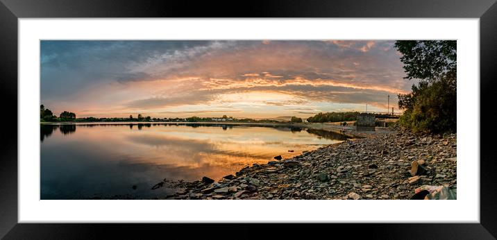 Hollingworth lake Panoramic sunset Framed Mounted Print by Alexander Brown