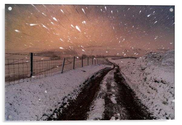 Hayfield Blizzard, Derbyshire Acrylic by John Finney
