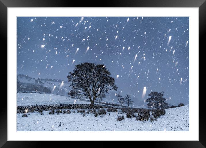 Hayfield Winter Snow Framed Mounted Print by John Finney