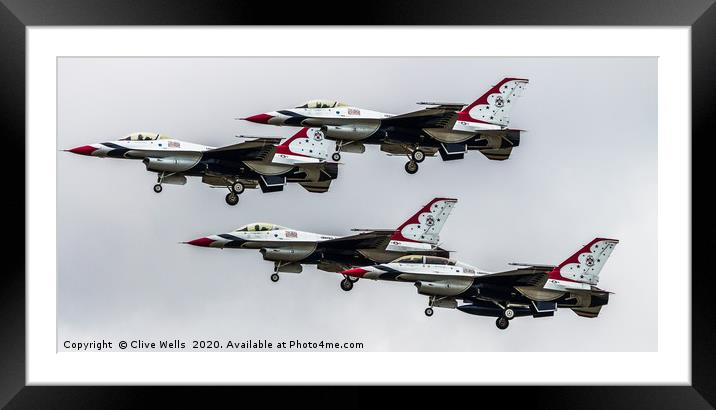 Thunderbirds seen at RAF Fairford, Gloustershire Framed Mounted Print by Clive Wells