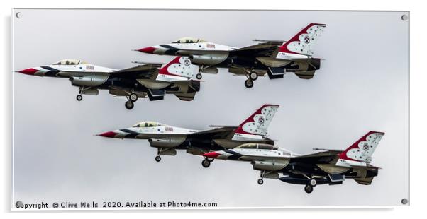 Thunderbirds seen at RAF Fairford, Gloustershire Acrylic by Clive Wells