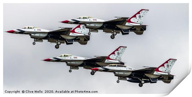 Thunderbirds seen at RAF Fairford, Gloustershire Print by Clive Wells