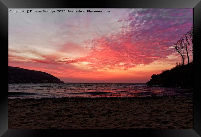 Sunrise at Maenporth, Cornwall Framed Print by Duncan Savidge