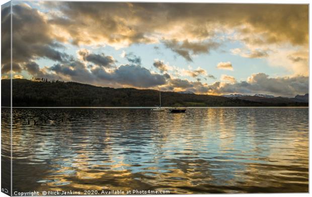 Light Reflections on Lake Windermere Lake District Canvas Print by Nick Jenkins