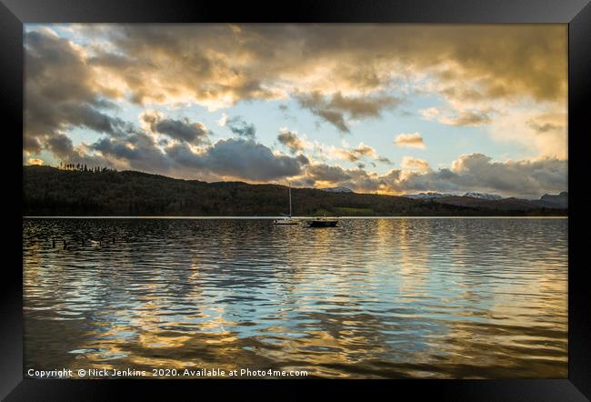Light Reflections on Lake Windermere Lake District Framed Print by Nick Jenkins