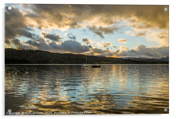 Light Reflections on Lake Windermere Lake District Acrylic by Nick Jenkins