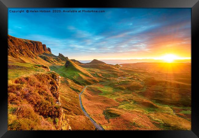 Magical sunrise over the Quiraing on the Isle of S Framed Print by Helen Hotson