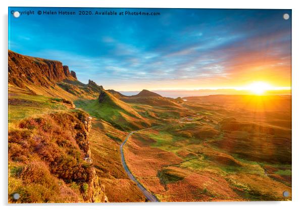 Magical sunrise over the Quiraing on the Isle of S Acrylic by Helen Hotson