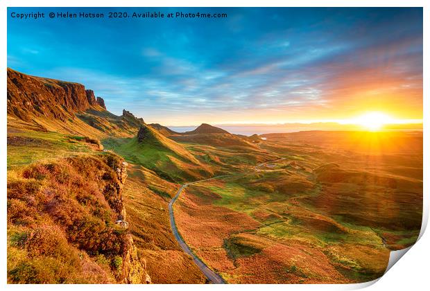 Magical sunrise over the Quiraing on the Isle of S Print by Helen Hotson
