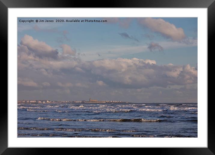 Shades of Blue at Newbiggin by the Sea Framed Mounted Print by Jim Jones