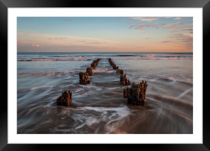 As the tide comes in, Steetley sunrise Framed Mounted Print by Marcia Reay