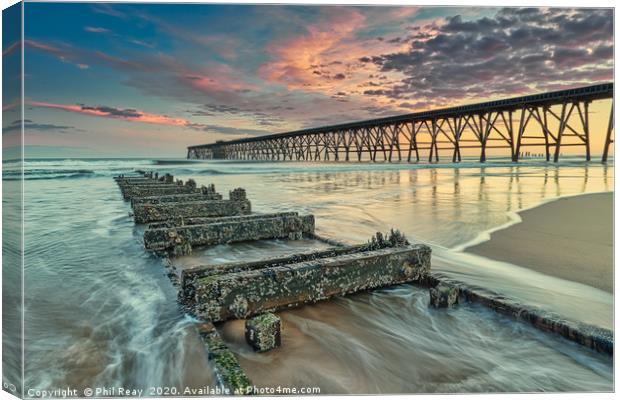 Sunrise at Steetley Pier Canvas Print by Phil Reay