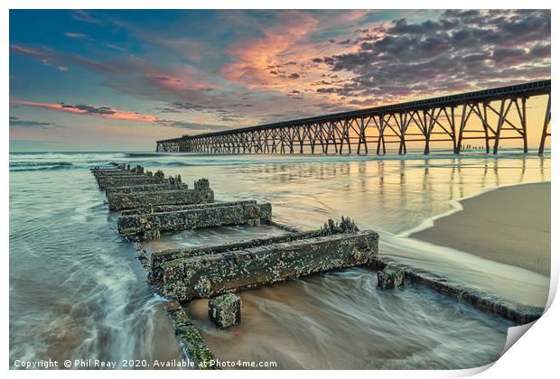 Sunrise at Steetley Pier Print by Phil Reay