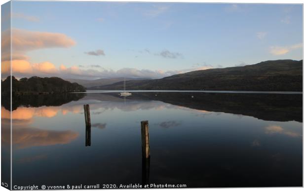 Reflections on Loch Tay, Scotland Canvas Print by yvonne & paul carroll