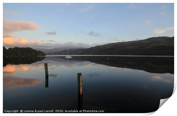 Reflections on Loch Tay, Scotland Print by yvonne & paul carroll